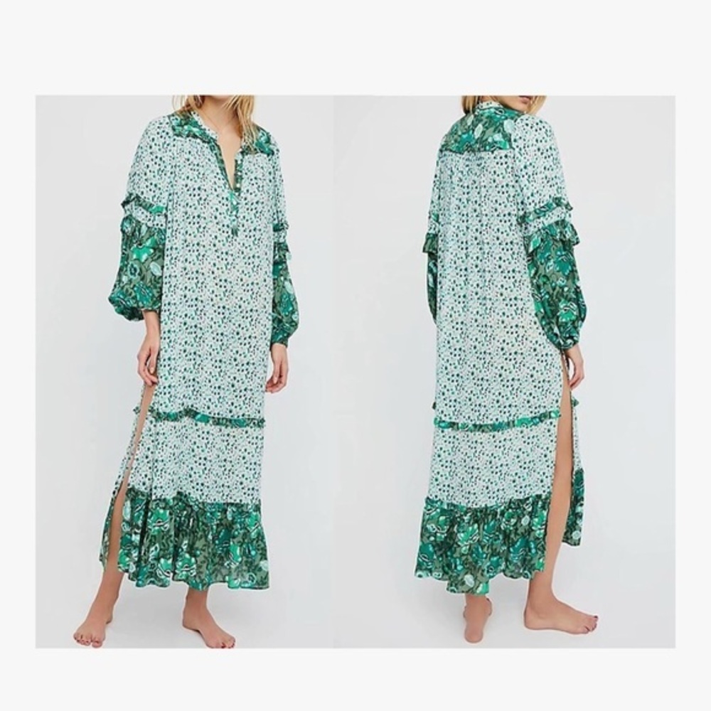 R. Vivimos Maxi Green Floral Dress Size S (4-6)